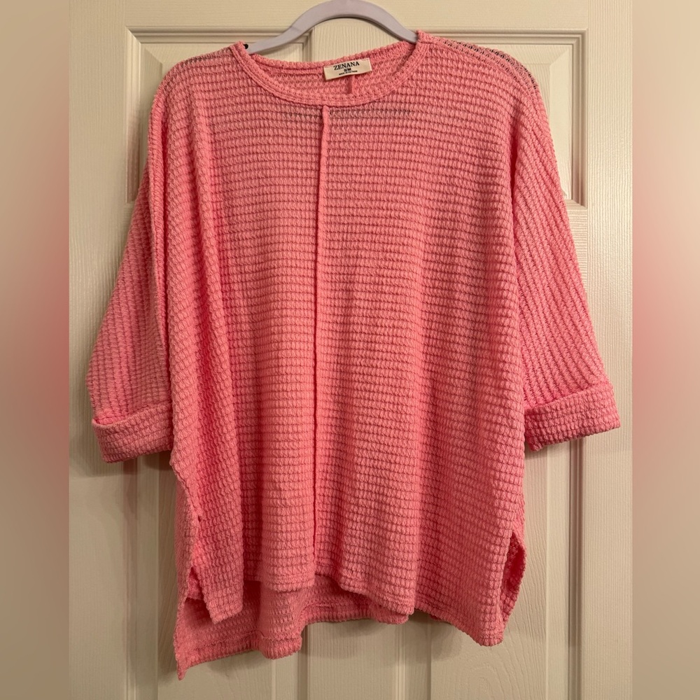 Zenana Outfitters Coral Waffle Knit Tunic